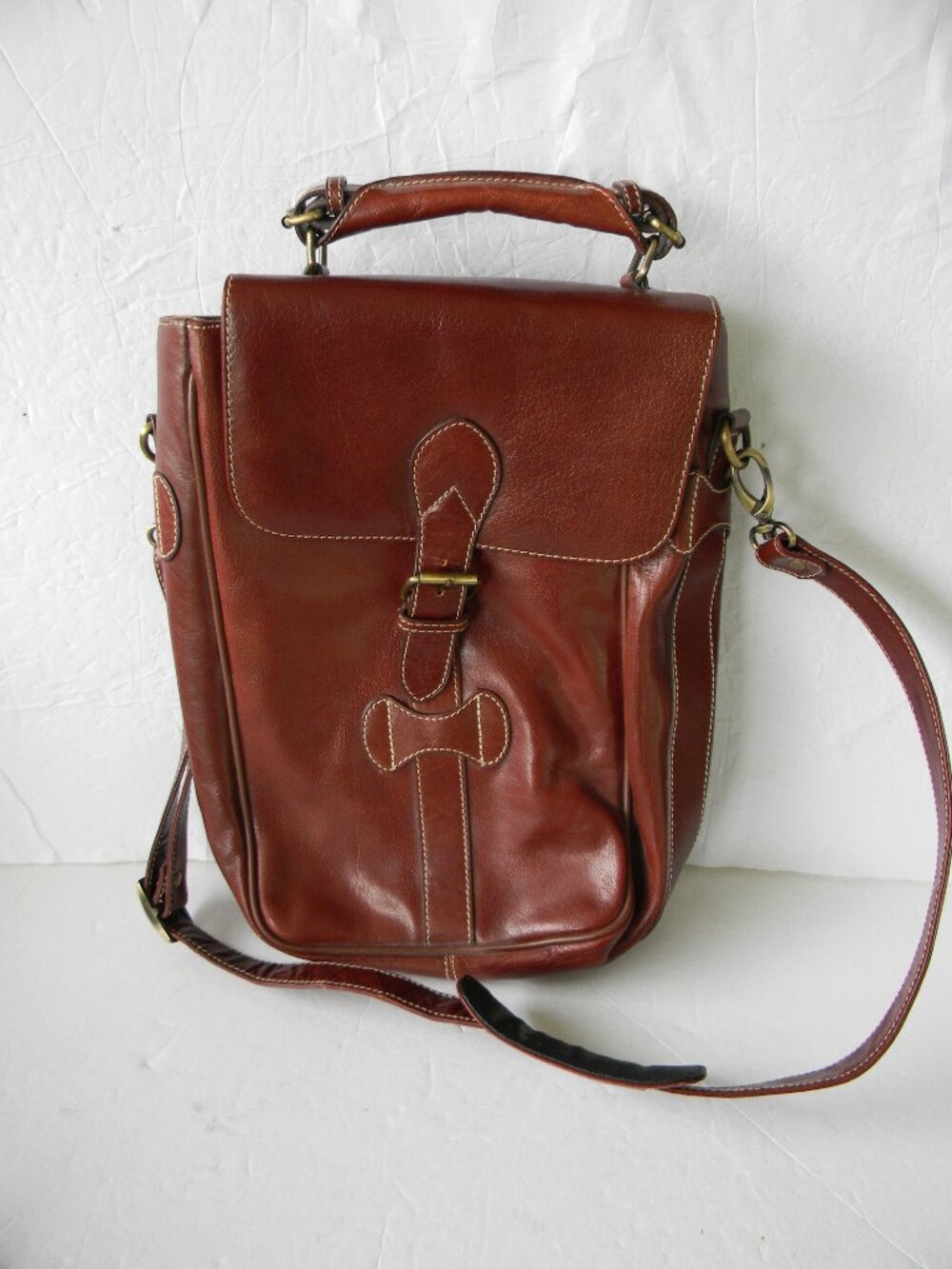 RED ENVELOPE BROWN GENUINE LEATHER 2 BOTTLE WINE CARRIER BAG TRAVEL